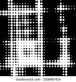 Spotted black and white grunge vector line background. Abstract halftone illustration background. Grunge grid polka dot background pattern
