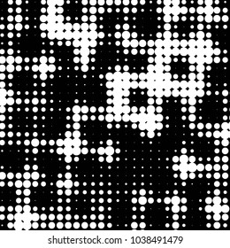 Spotted black and white grunge vector line background. Abstract halftone illustration background. Grunge grid polka dot background pattern
