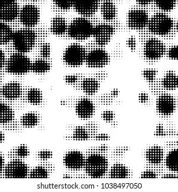 Spotted black and white grunge vector line background. Abstract halftone illustration background. Grunge grid polka dot background pattern
