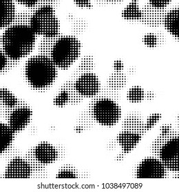 Spotted black and white grunge vector line background. Abstract halftone illustration background. Grunge grid polka dot background pattern
