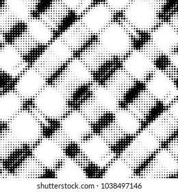 Spotted black and white grunge vector line background. Abstract halftone illustration background. Grunge grid polka dot background pattern
