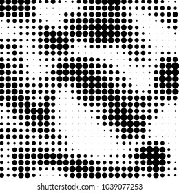 Spotted black and white grunge vector line background. Abstract halftone illustration background. Grunge grid polka dot background pattern
