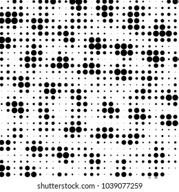 Spotted black and white grunge vector line background. Abstract halftone illustration background. Grunge grid polka dot background pattern
