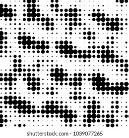 Spotted black and white grunge vector line background. Abstract halftone illustration background. Grunge grid polka dot background pattern
