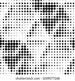 Spotted black and white grunge vector line background. Abstract halftone illustration background. Grunge grid polka dot background pattern
