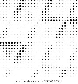 Spotted black and white grunge vector line background. Abstract halftone illustration background. Grunge grid polka dot background pattern
