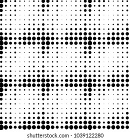 Spotted black and white grunge vector line background. Abstract halftone illustration background. Grunge grid polka dot background pattern
