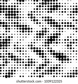 Spotted black and white grunge vector line background. Abstract halftone illustration background. Grunge grid polka dot background pattern
