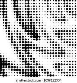 Spotted black and white grunge vector line background. Abstract halftone illustration background. Grunge grid polka dot background pattern
