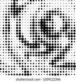 Spotted black and white grunge vector line background. Abstract halftone illustration background. Grunge grid polka dot background pattern
