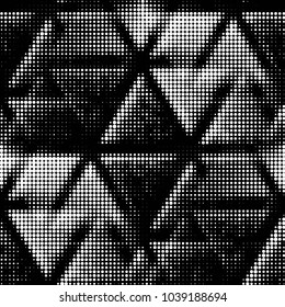 Spotted black and white grunge vector line background. Abstract halftone illustration background. Grunge grid polka dot background pattern

