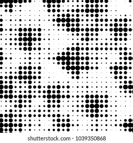Spotted black and white grunge vector line background. Abstract halftone illustration background. Grunge grid polka dot background pattern
