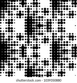 Spotted black and white grunge vector line background. Abstract halftone illustration background. Grunge grid polka dot background pattern
