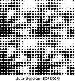Spotted black and white grunge vector line background. Abstract halftone illustration background. Grunge grid polka dot background pattern
