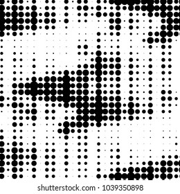 Spotted black and white grunge vector line background. Abstract halftone illustration background. Grunge grid polka dot background pattern
