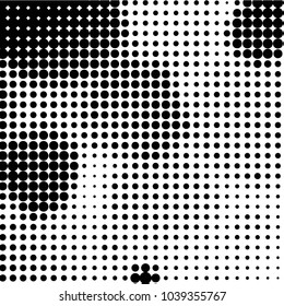 Spotted black and white grunge vector line background. Abstract halftone illustration background. Grunge grid polka dot background pattern
