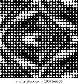 Spotted black and white grunge vector line background. Abstract halftone illustration background. Grunge grid polka dot background pattern
