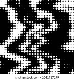 Spotted black and white grunge vector line background. Abstract halftone illustration background. Grunge grid polka dot background pattern
