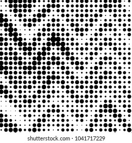 Spotted black and white grunge vector line background. Abstract halftone illustration background. Grunge grid polka dot background pattern
