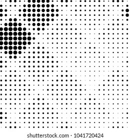 Spotted black and white grunge vector line background. Abstract halftone illustration background. Grunge grid polka dot background pattern
