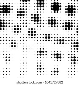 Spotted black and white grunge vector line background. Abstract halftone illustration background. Grunge grid polka dot background pattern
