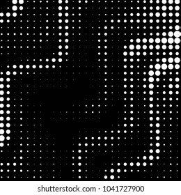 Spotted black and white grunge vector line background. Abstract halftone illustration background. Grunge grid polka dot background pattern
