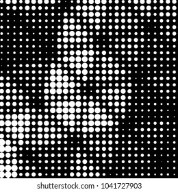 Spotted black and white grunge vector line background. Abstract halftone illustration background. Grunge grid polka dot background pattern
