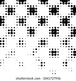 Spotted black and white grunge vector line background. Abstract halftone illustration background. Grunge grid polka dot background pattern
