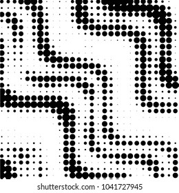 Spotted black and white grunge vector line background. Abstract halftone illustration background. Grunge grid polka dot background pattern
