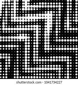 Spotted black and white grunge vector line background. Abstract halftone illustration background. Grunge grid polka dot background pattern
