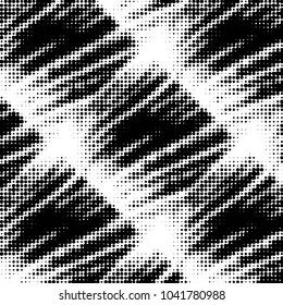 Spotted black and white grunge vector line background. Abstract halftone illustration background. Grunge grid polka dot background pattern
