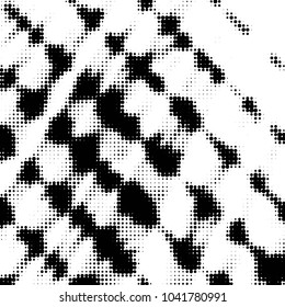 Spotted black and white grunge vector line background. Abstract halftone illustration background. Grunge grid polka dot background pattern
