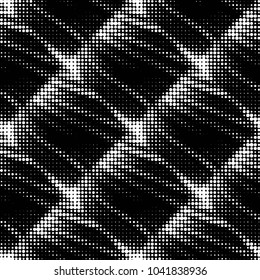Spotted black and white grunge vector line background. Abstract halftone illustration background. Grunge grid polka dot background pattern
