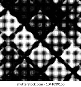 Spotted black and white grunge vector line background. Abstract halftone illustration background. Grunge grid polka dot background pattern
