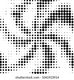 Spotted black and white grunge vector line background. Abstract halftone illustration background. Grunge grid polka dot background pattern
