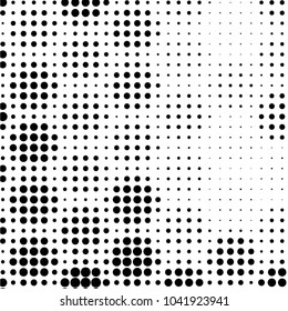 Spotted black and white grunge vector line background. Abstract halftone illustration background. Grunge grid polka dot background pattern
