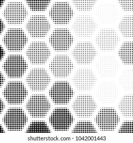 Spotted black and white grunge vector line background. Abstract halftone illustration background. Grunge grid polka dot background pattern
