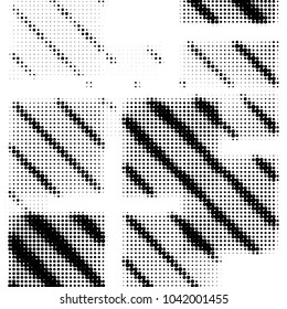 Spotted black and white grunge vector line background. Abstract halftone illustration background. Grunge grid polka dot background pattern
