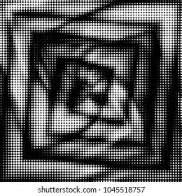 Spotted black and white grunge vector line background. Abstract halftone illustration background. Grunge grid polka dot background pattern
