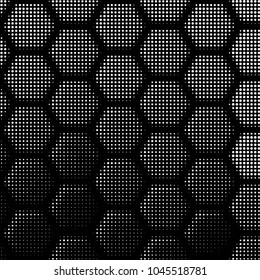 Spotted black and white grunge vector line background. Abstract halftone illustration background. Grunge grid polka dot background pattern
