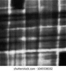 Spotted black and white grunge vector line background. Abstract halftone illustration background. Grunge grid polka dot background pattern
