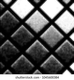 Spotted black and white grunge vector line background. Abstract halftone illustration background. Grunge grid polka dot background pattern

