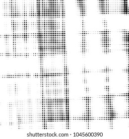 Spotted black and white grunge vector line background. Abstract halftone illustration background. Grunge grid polka dot background pattern
