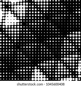 Spotted black and white grunge vector line background. Abstract halftone illustration background. Grunge grid polka dot background pattern
