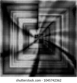 Spotted black and white grunge vector line background. Abstract halftone illustration background. Grunge grid polka dot background pattern
