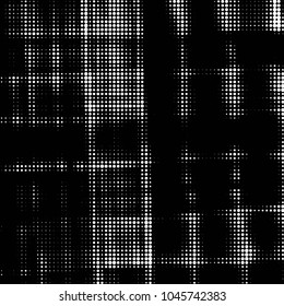 Spotted black and white grunge vector line background. Abstract halftone illustration background. Grunge grid polka dot background pattern
