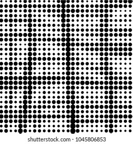 Spotted black and white grunge vector line background. Abstract halftone illustration background. Grunge grid polka dot background pattern
