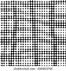 Spotted black and white grunge vector line background. Abstract halftone illustration background. Grunge grid polka dot background pattern
