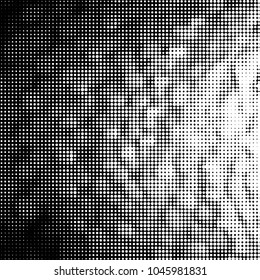 Spotted black and white grunge vector line background. Abstract halftone illustration background. Grunge grid polka dot background pattern
