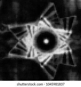 Spotted black and white grunge vector line background. Abstract halftone illustration background. Grunge grid polka dot background pattern
